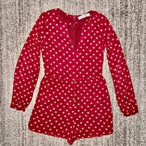 Abercrombie & Fitch Women's Deep Red Floral Romper Size 00